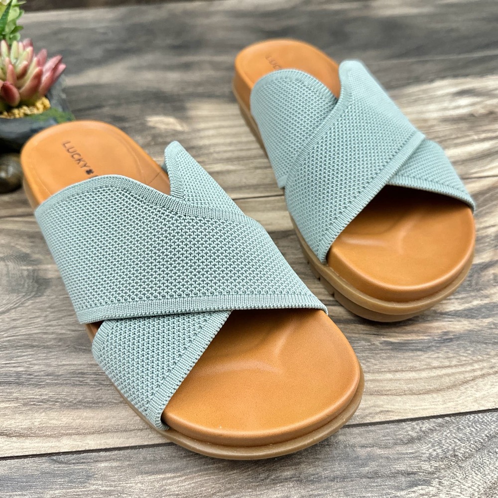 NIB Lucky Brand Sieko 7.5M Knit Woven Slip On Platform Slide Sandals - Picture 4 of 11